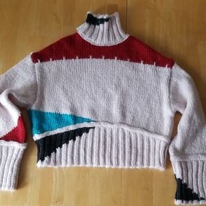 ZARA Color Blocking Design Half High Neck Sweater